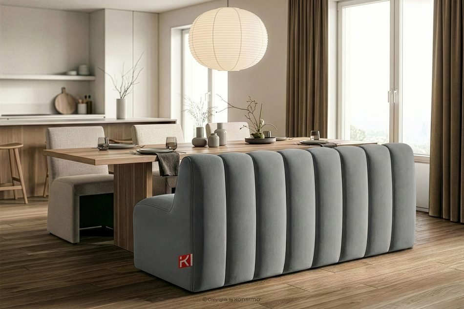 CORDA Gepolsterte Esszimmerbank 160 cm hellgrauer Velours hellgrau - Foto 9