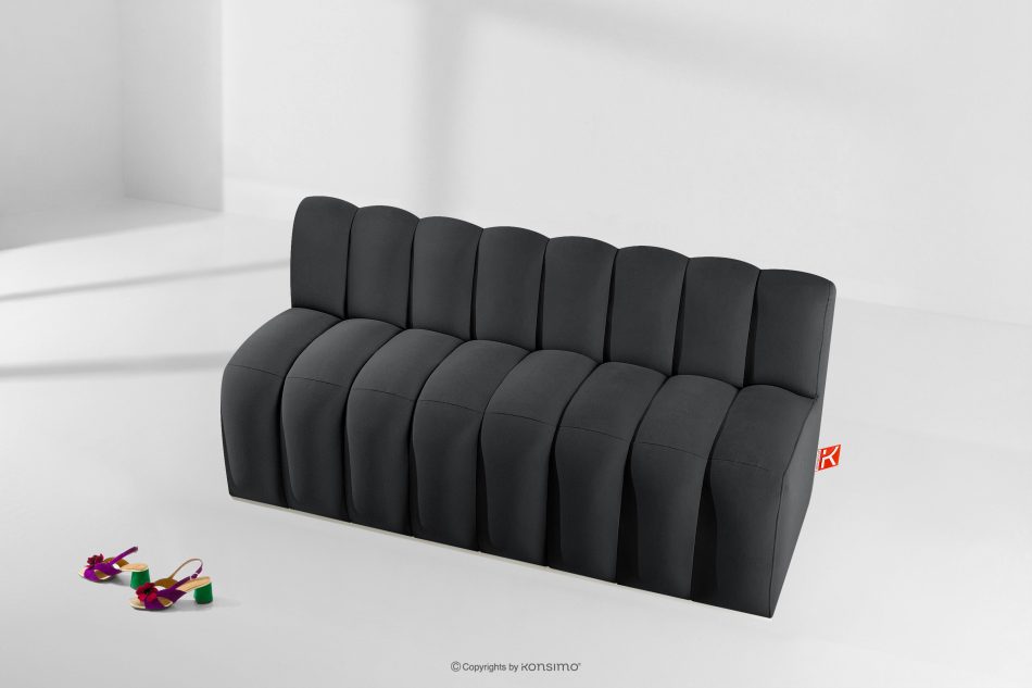 CORDA Gepolsterte Esszimmerbank 160 cm dunkelgrauer Velours dunkelgrau - Foto 8