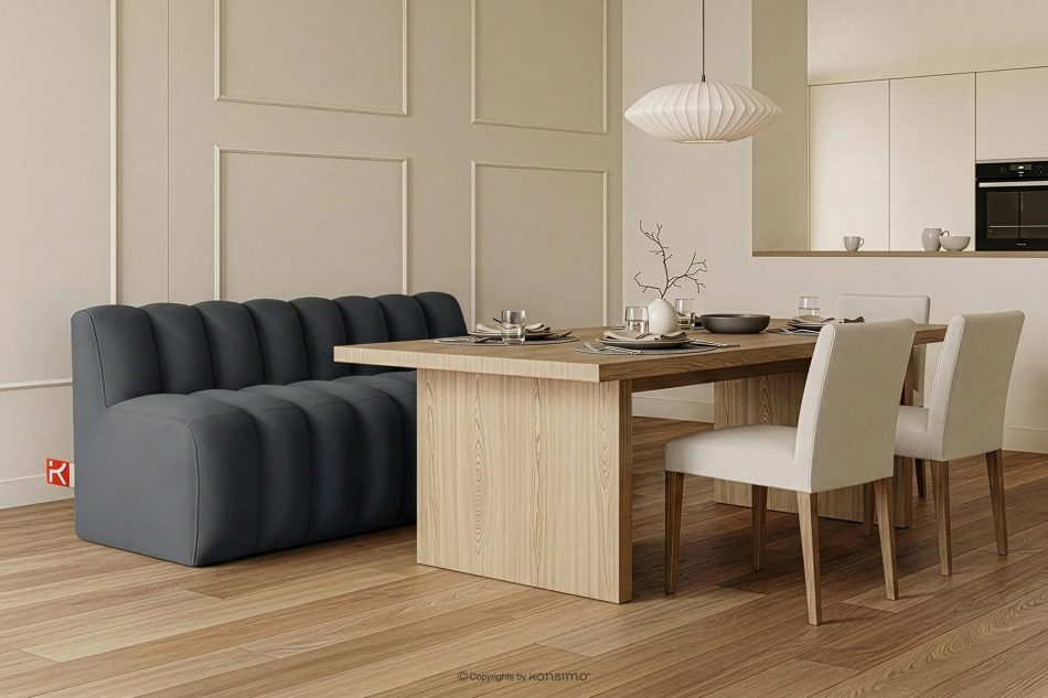 CORDA Gepolsterte Esszimmerbank 160 cm dunkelgrauer Velours dunkelgrau - Foto 1