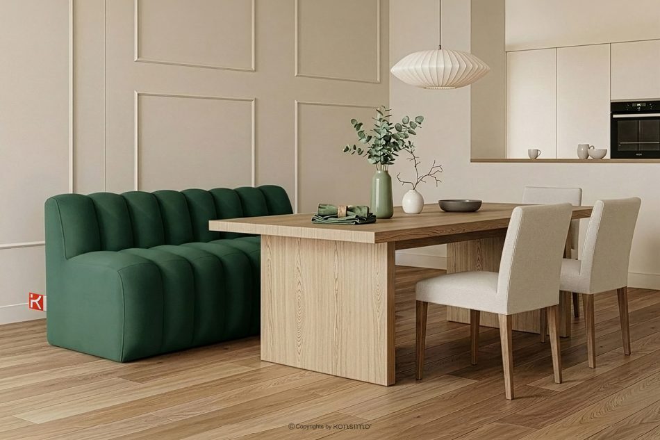 CORDA Gepolsterte Esszimmerbank 160 cm dunkelgrüner Velours dunkelgrün - Foto 1