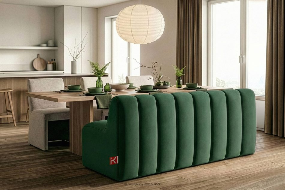 CORDA Gepolsterte Esszimmerbank 160 cm dunkelgrüner Velours dunkelgrün - Foto 9