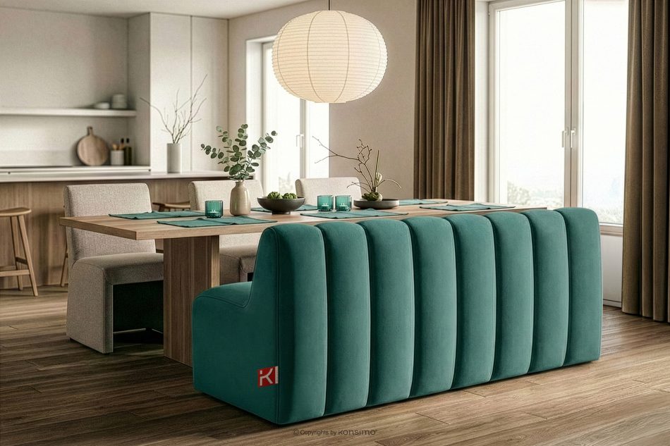 CORDA Gepolsterte Esszimmerbank 160 cm marineblauer Velours marineblau - Foto 9