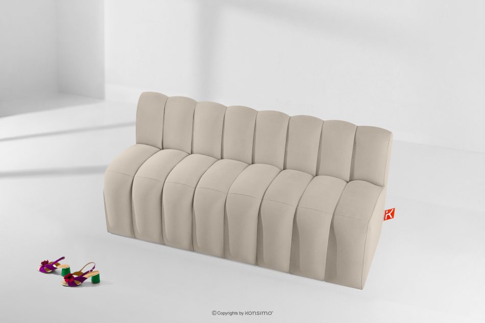 CORDA Gepolsterte Esszimmerbank 160 cm cremefarbener Velours cremefarben - Foto 8