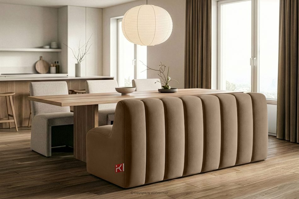 CORDA Gepolsterte Esszimmerbank 160 cm beiger Velours beige - Foto 9