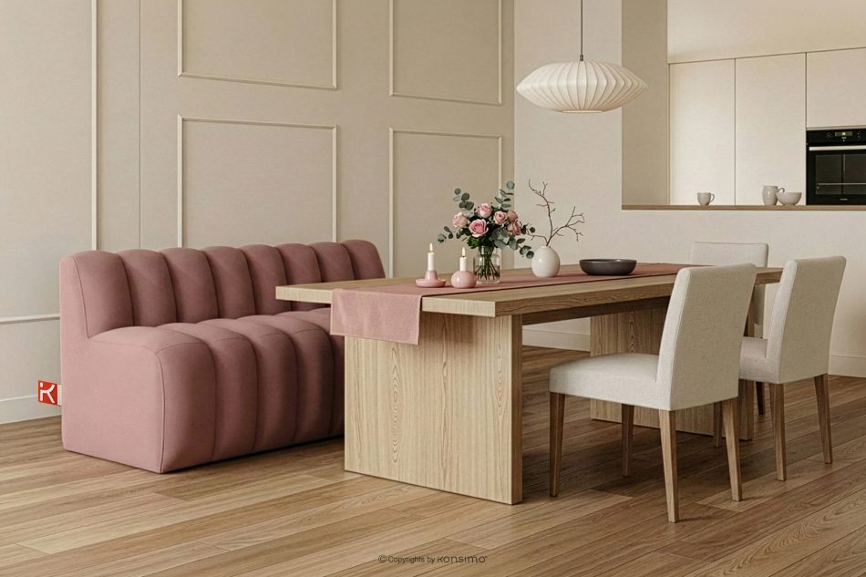 CORDA Gepolsterte Esszimmerbank 160 cm rosa Velours rosa - Foto 1