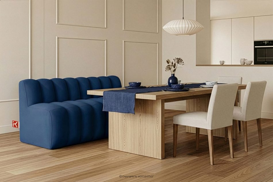 CORDA Gepolsterte Esszimmerbank 160 cm dunkelblauer Velours dunkelblau - Foto 1