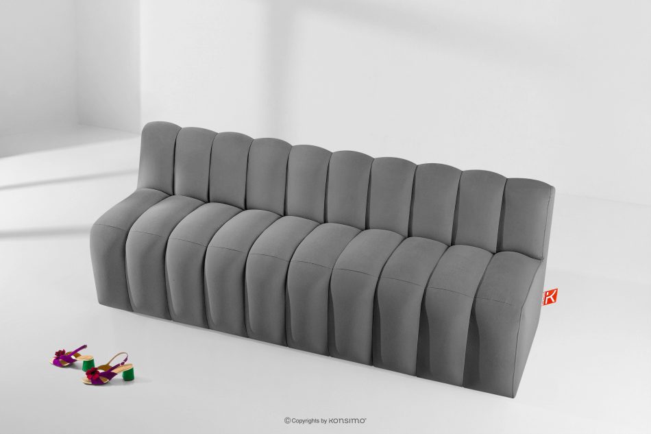 CORDA Gepolsterte Esszimmerbank 200 cm hellgrauer Velours hellgrau - Foto 8