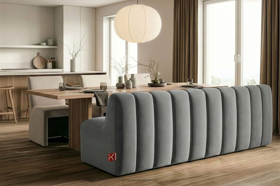 CORDA Gepolsterte Esszimmerbank 200 cm hellgrauer Velours hellgrau - Foto 9