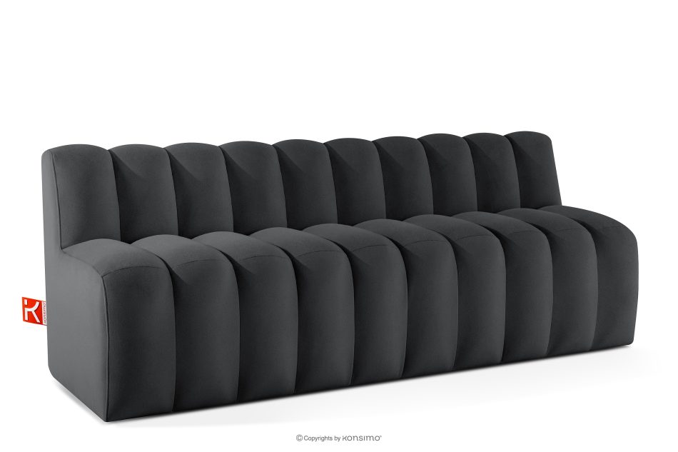 CORDA Gepolsterte Esszimmerbank 200 cm dunkelgrauer Velours dunkelgrau - Foto 2