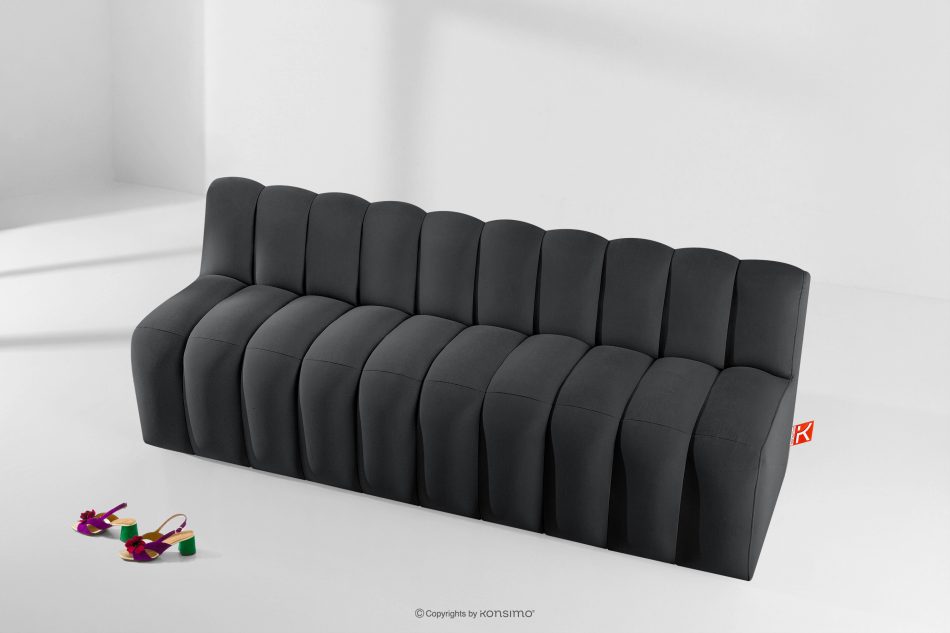 CORDA Gepolsterte Esszimmerbank 200 cm dunkelgrauer Velours dunkelgrau - Foto 8