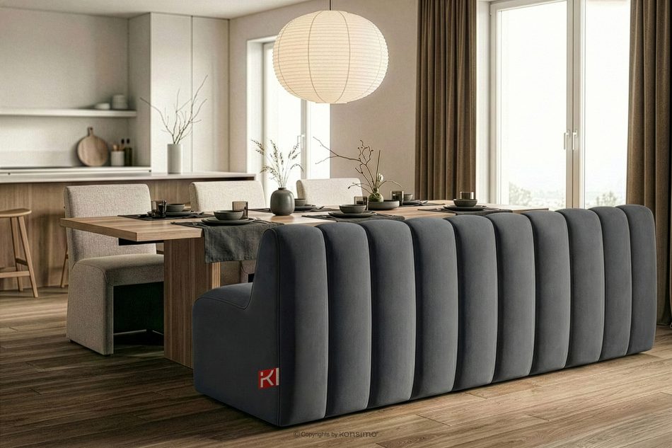 CORDA Gepolsterte Esszimmerbank 200 cm dunkelgrauer Velours dunkelgrau - Foto 9