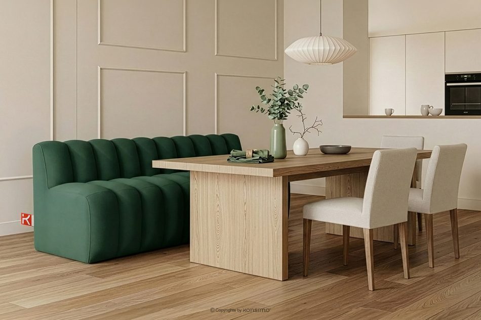 CORDA Gepolsterte Esszimmerbank 200 cm dunkelgrüner Velours dunkelgrün - Foto 1