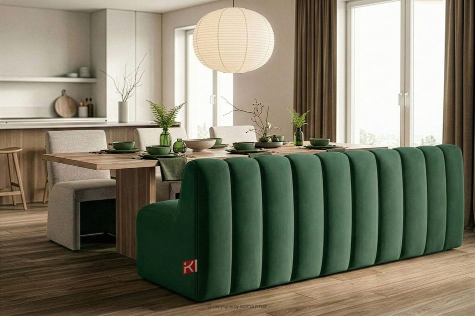 CORDA Gepolsterte Esszimmerbank 200 cm dunkelgrüner Velours dunkelgrün - Foto 9