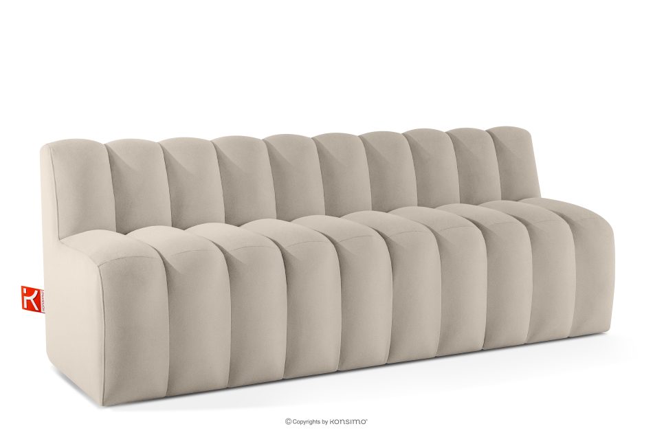 CORDA Gepolsterte Esszimmerbank 200 cm cremefarbener Velours cremefarben - Foto 2