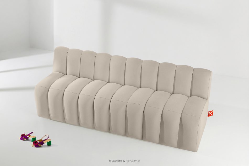 CORDA Gepolsterte Esszimmerbank 200 cm cremefarbener Velours cremefarben - Foto 8