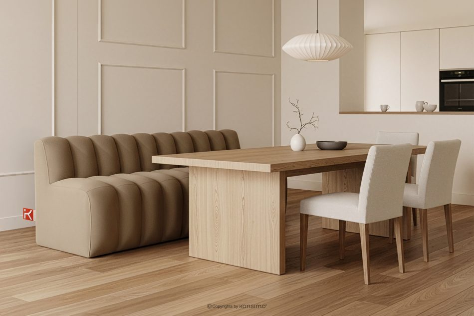 CORDA Gepolsterte Esszimmerbank 200 cm beiger Velours beige - Foto 1