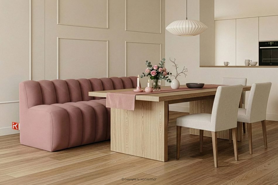 CORDA Gepolsterte Esszimmerbank 200 cm rosa Velours rosa - Foto 1