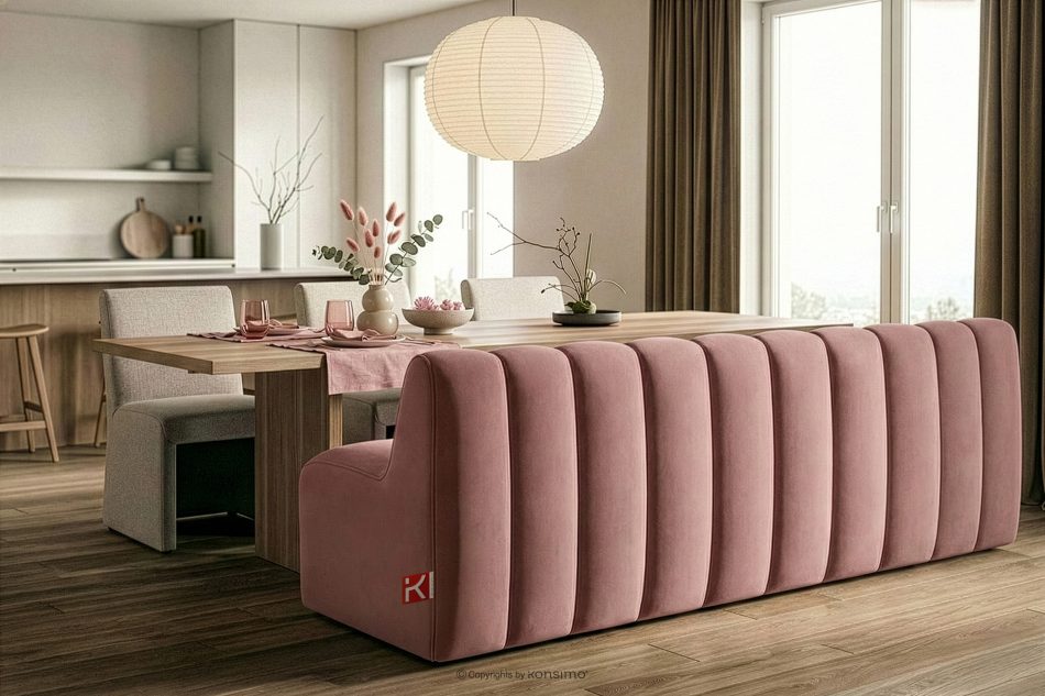 CORDA Gepolsterte Esszimmerbank 200 cm rosa Velours rosa - Foto 9