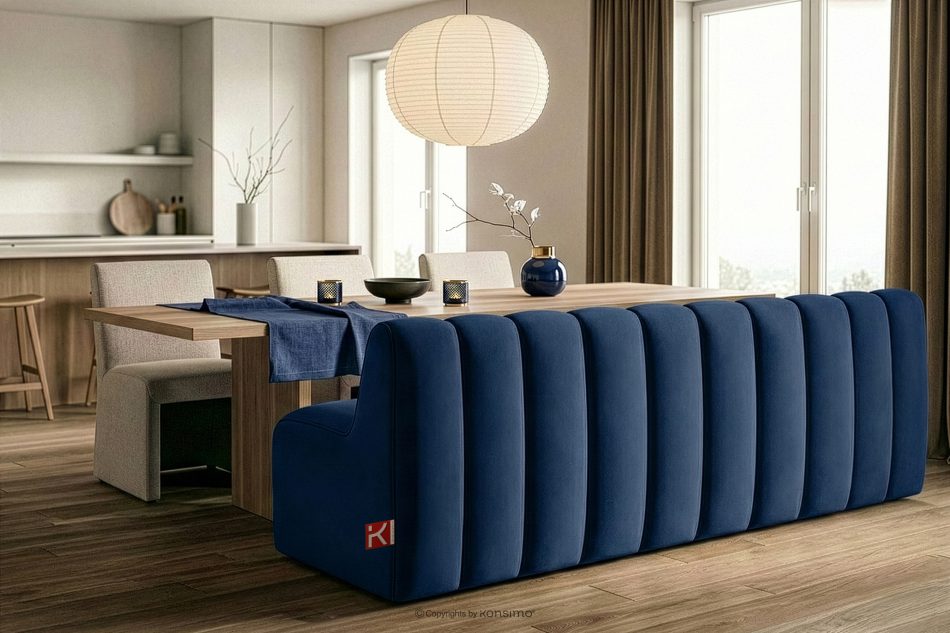 CORDA Gepolsterte Esszimmerbank 200 cm dunkelblauer Velours dunkelblau - Foto 9