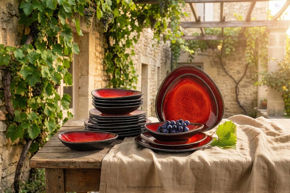 PRIMA Handglasiertes Loft-Frühstücksset 6 Personen (12 tlg.) rot rot - Foto 9