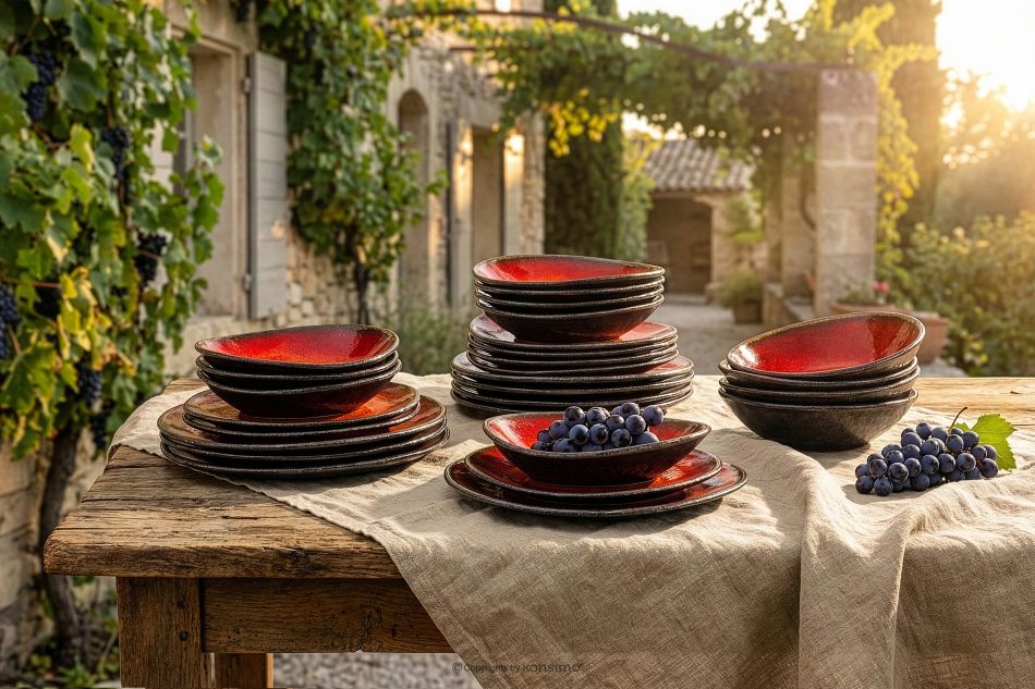 PRIMA Handglasiertes Loft-Frühstücksset 6 Personen (12 tlg.) rot rot - Foto 10