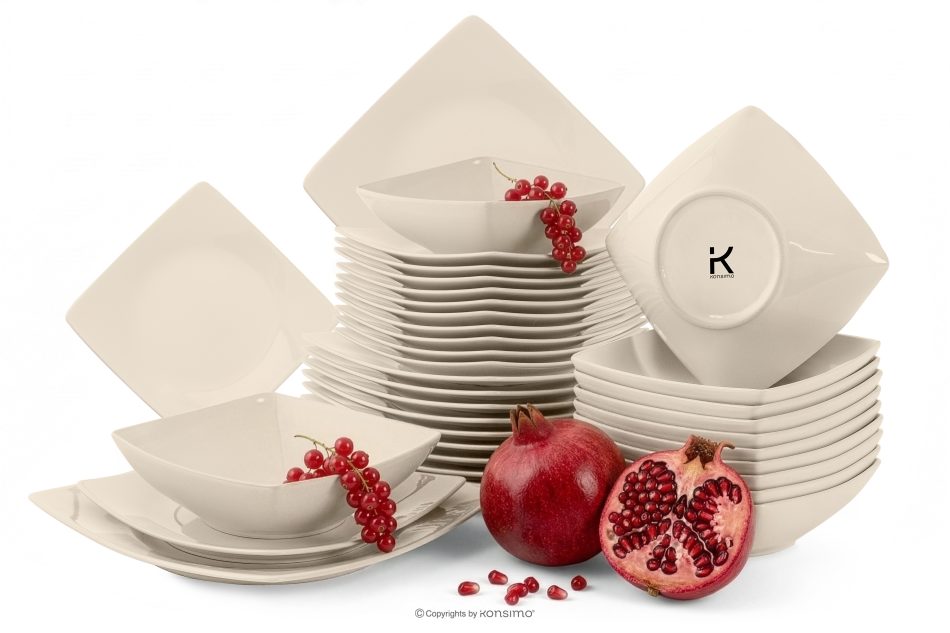 EPIRI Quadratisches Essgeschirrset beige glänzend 12 Personen (36 tlg) beige glänzend - Foto 0