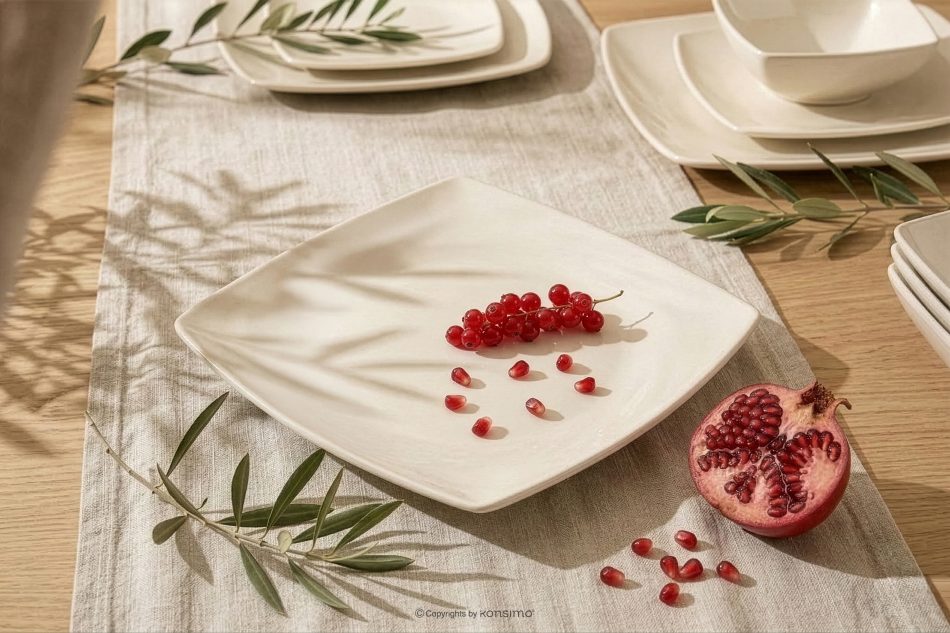 EPIRI Quadratisches Essgeschirrset beige glänzend 12 Personen (36 tlg) beige glänzend - Foto 10