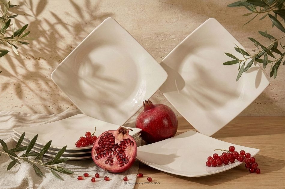 EPIRI Quadratischer Dessertteller beige glänzend 6 tlg beige glänzend - Foto 1