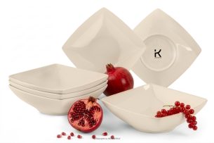 EPIRI, https://konsimo.de/kollektion/epiri/ Quadratischer Suppenteller beige glänzend 6 tlg beige glänzend - Foto