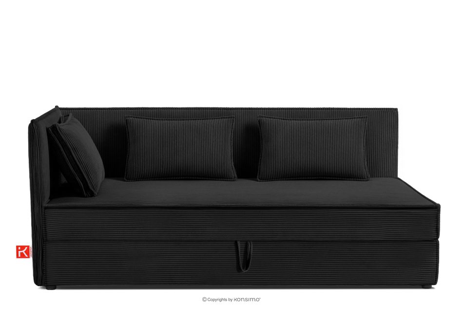 ROTI Boxspringbett mit Rückenlehne aus Kordstoff 90 cm schwarz schwarz - Foto 0