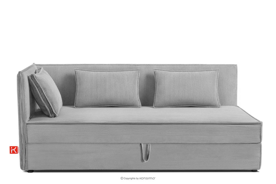 ROTI Boxspringbett mit Rückenlehne aus Kordstoff 90 cm hellgrau hellgrau - Foto 0