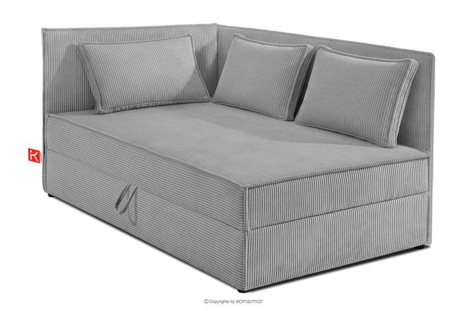 ROTI Boxspringbett mit Rückenlehne aus Kordstoff 90 cm hellgrau hellgrau - Foto 2