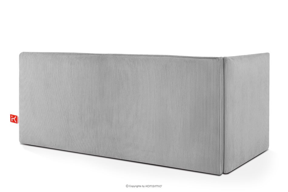 ROTI Boxspringbett mit Rückenlehne aus Kordstoff 90 cm hellgrau hellgrau - Foto 3