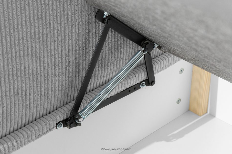 ROTI Boxspringbett mit Rückenlehne aus Kordstoff 90 cm hellgrau hellgrau - Foto 6