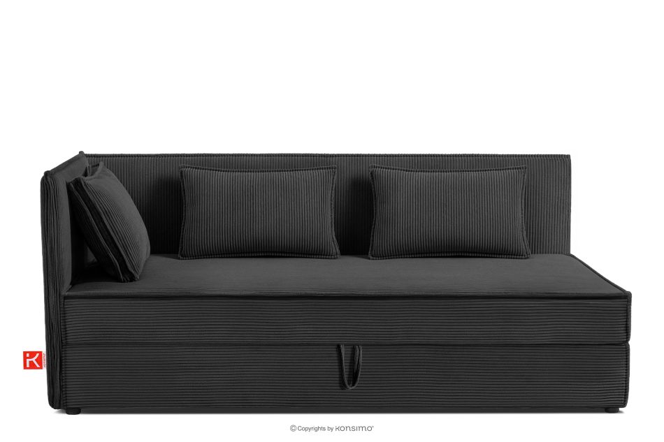 ROTI Boxspringbett mit Rückenlehne aus Kordstoff 90 cm dunkelgrau dunkelgrau - Foto 0