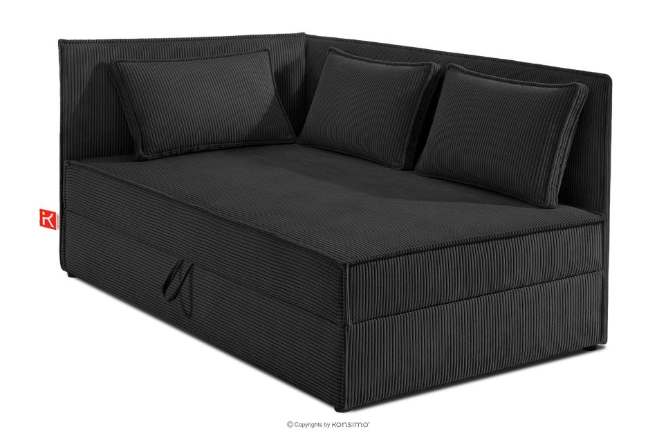 ROTI Boxspringbett mit Rückenlehne aus Kordstoff 90 cm dunkelgrau dunkelgrau - Foto 2