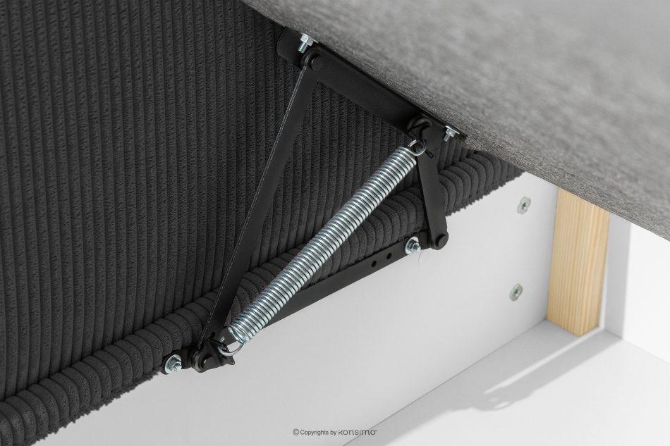ROTI Boxspringbett mit Rückenlehne aus Kordstoff 90 cm dunkelgrau dunkelgrau - Foto 6
