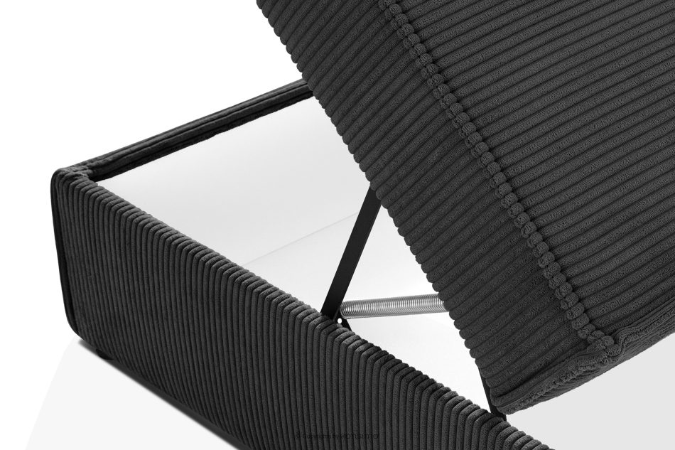 ROTI Boxspringbett mit Rückenlehne aus Kordstoff 90 cm dunkelgrau dunkelgrau - Foto 11