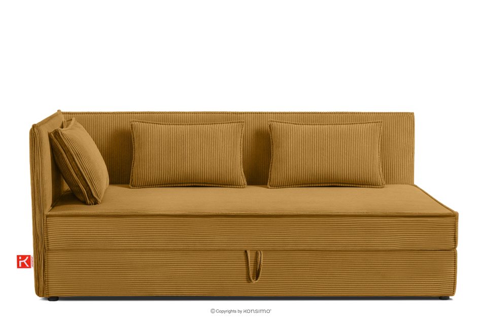 ROTI Boxspringbett mit Rückenlehne aus Kordstoff 90 cm gelb gelb - Foto 0