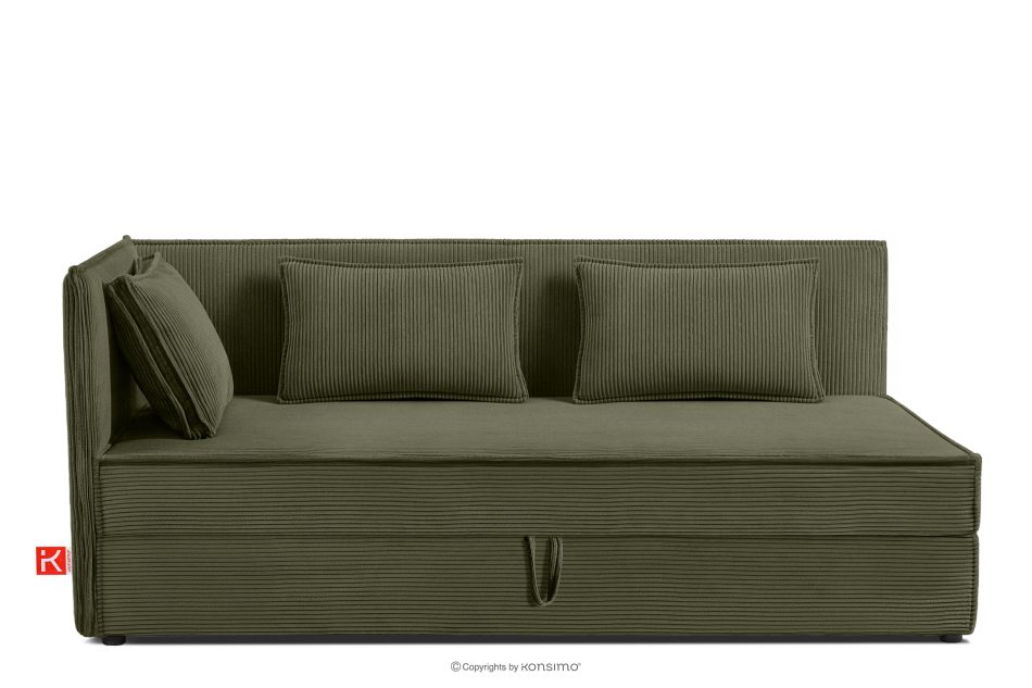 ROTI Boxspringbett mit Rückenlehne aus Kordstoff 90 cm olivgrün olivgrün - Foto 0