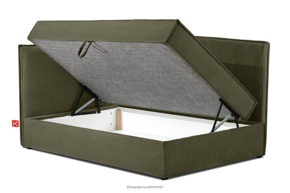 ROTI Boxspringbett mit Rückenlehne aus Kordstoff 90 cm olivgrün olivgrün - Foto 4