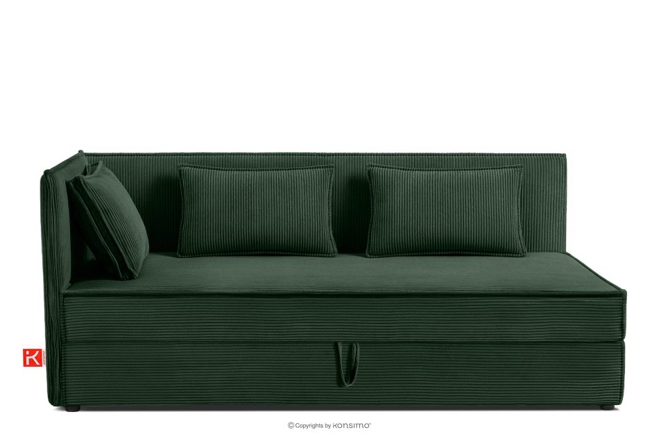 ROTI Boxspringbett 90 cm für Jugendliche mit Rückenlehne aus dunkelgrünem Kordstoff dunkelgrün - Foto 0