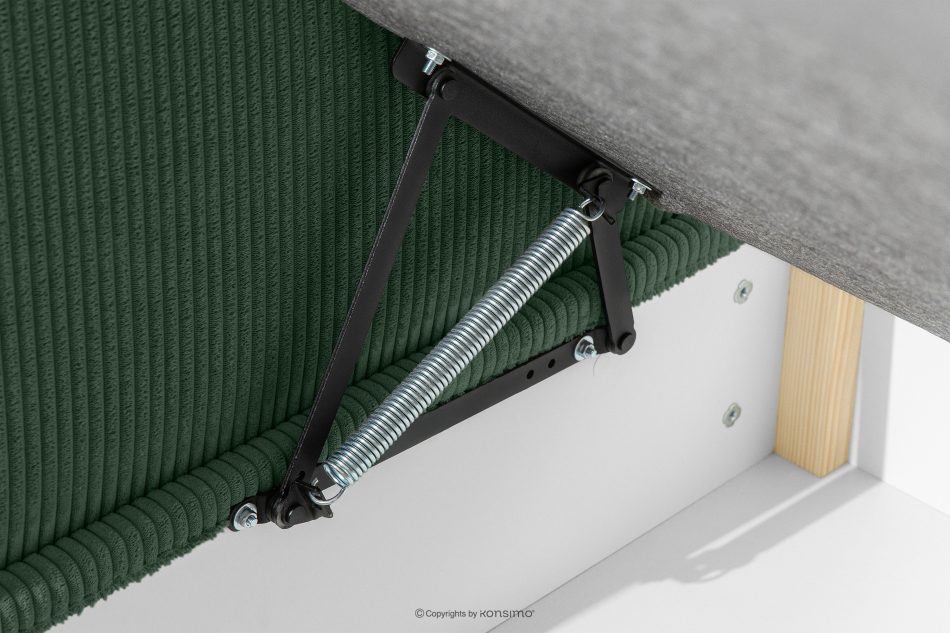 ROTI Boxspringbett 90 cm für Jugendliche mit Rückenlehne aus dunkelgrünem Kordstoff dunkelgrün - Foto 6