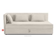 Boxspringbett 90 cm für Jugendliche mit Rückenlehne aus cremefarbenem Kordstoff