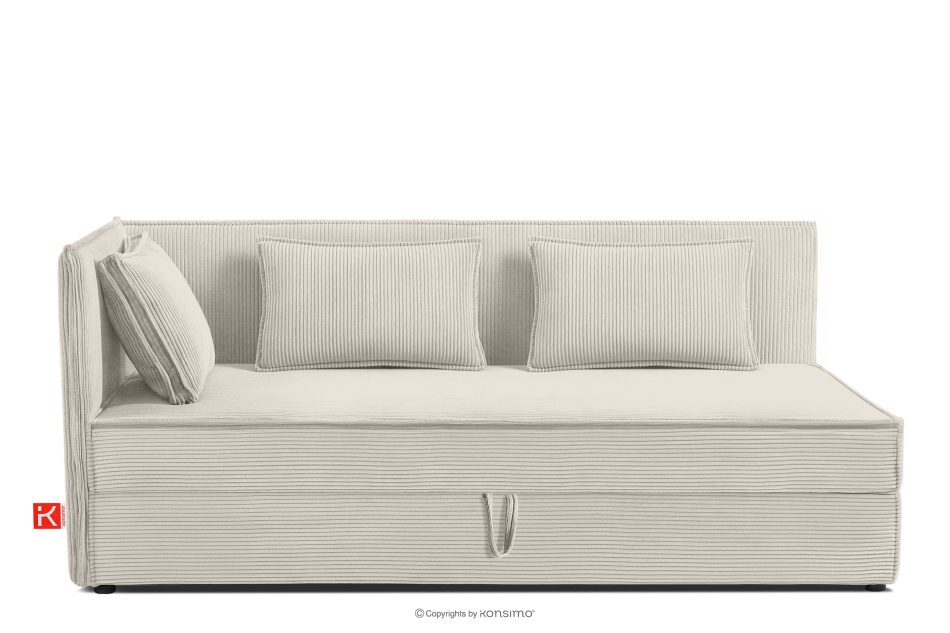 ROTI Boxspringbett 90 cm für Jugendliche mit Rückenlehne aus cremefarbenem Kordstoff cremefarben - Foto 0