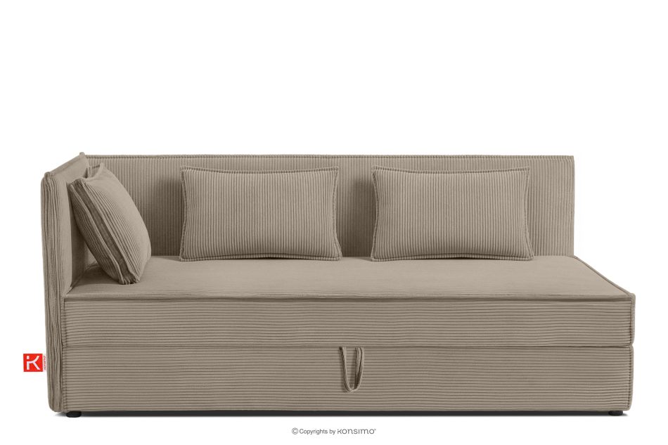 ROTI Boxspringbett 90 cm für Jugendliche mit Rückenlehne aus beigem Kordstoff beige - Foto 0