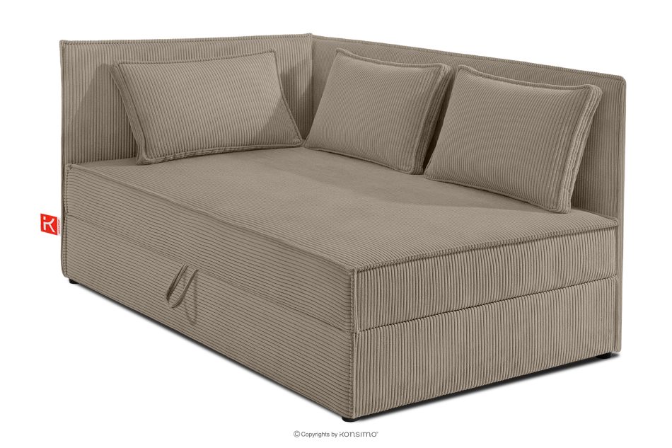 ROTI Boxspringbett 90 cm für Jugendliche mit Rückenlehne aus beigem Kordstoff beige - Foto 2