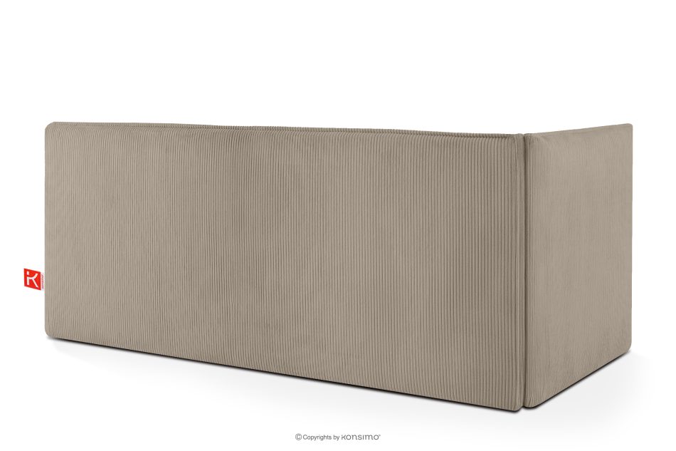 ROTI Boxspringbett 90 cm für Jugendliche mit Rückenlehne aus beigem Kordstoff beige - Foto 3