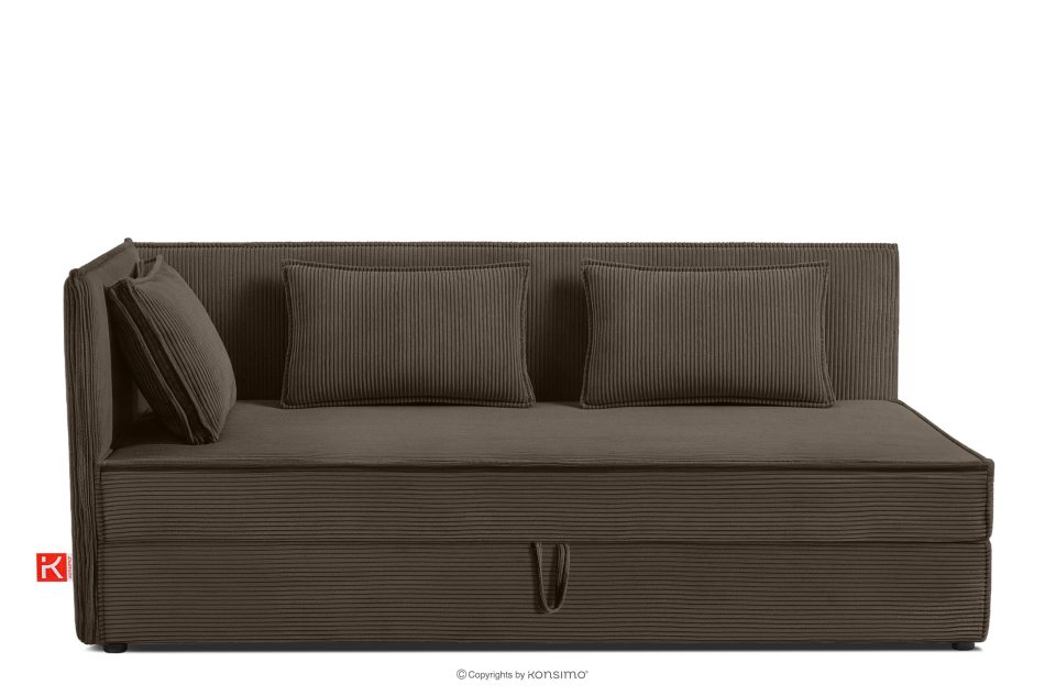 ROTI Boxspringbett 90 cm für Jugendliche mit Rückenlehne aus braunem Kordstoff braun - Foto 0