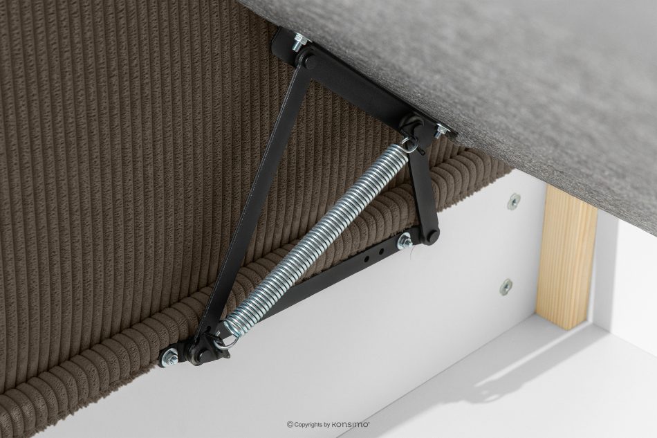 ROTI Boxspringbett 90 cm für Jugendliche mit Rückenlehne aus braunem Kordstoff braun - Foto 6